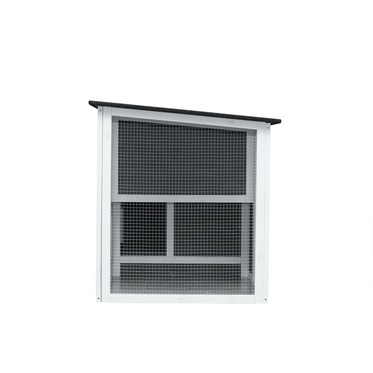 Small Gray Wooden Chicken Hutch - Compact Fir Wood with Metal Wire Construction - Small Pet Homes