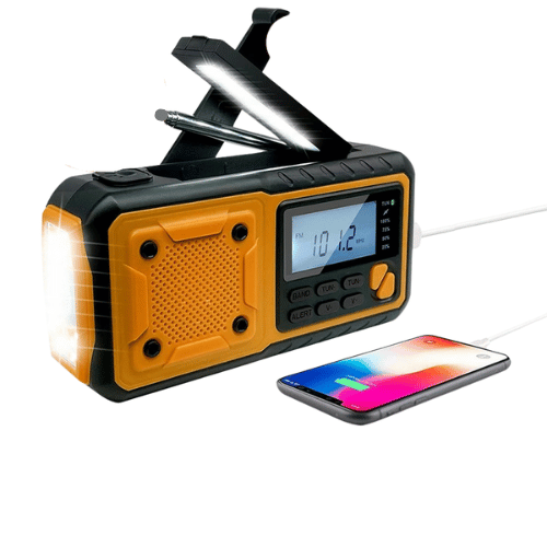 4000mAh Portable Emergency Solar Radio with Hand Crank & LED Flashlight - Small Pet Homes