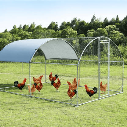 Large Chicken Coop and Run – Durable Metal Frame with Waterproof Cover and Spacious Design - Small Pet Homes