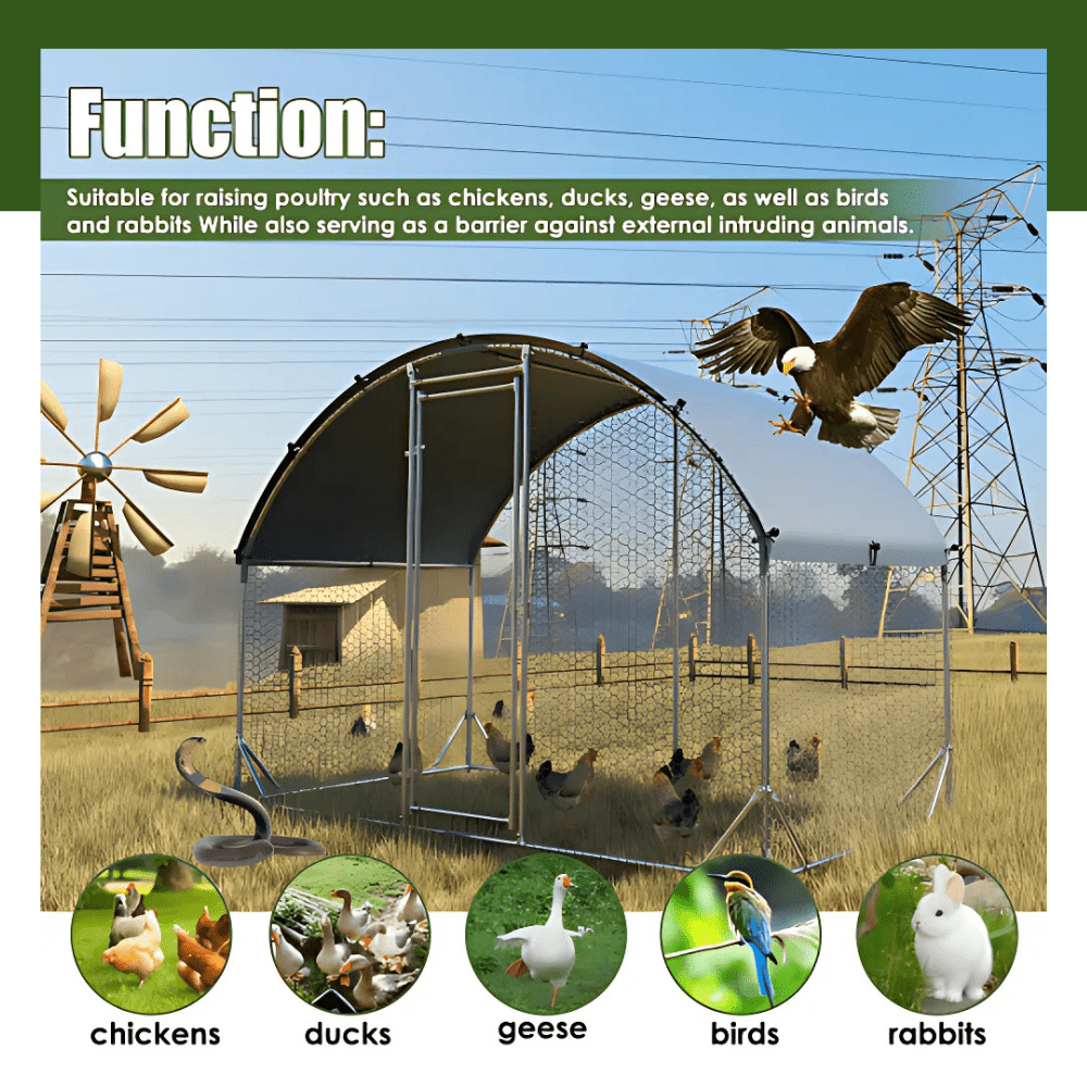 Large Metal Chicken and Duck Coop - Waterproof, UV - Protected, and Secure - Small Pet Homes