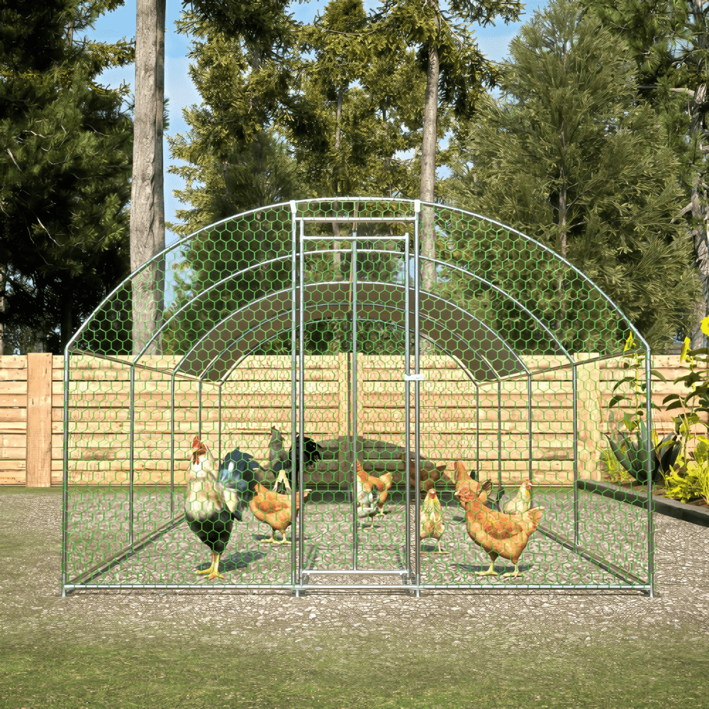 Large Metal Chicken Coop with Waterproof Roof, Lockable & Durable Construction, 258.2 sq ft - Small Pet Homes
